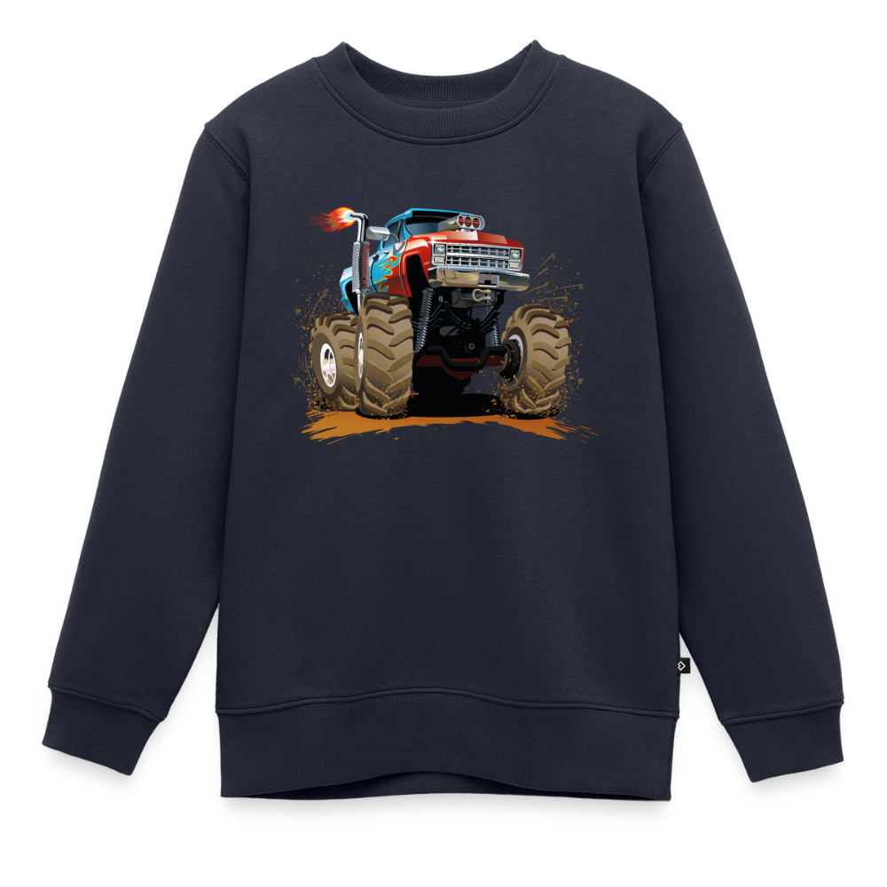 Kinder Premium Pullover mit Monster Truck Druck– Baumwolle