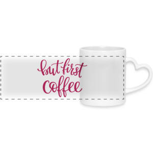 Panoramatasse mit Herzhenkel – Weiße Keramiktasse