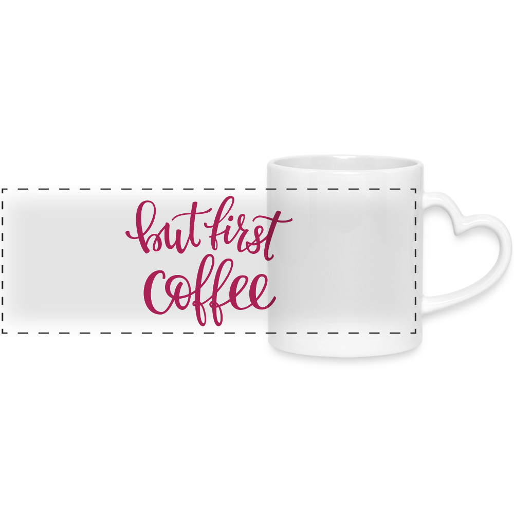 Panoramatasse mit Herzhenkel – Weiße Keramiktasse