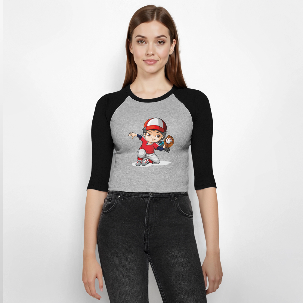 Cropped Baseball T-Shirt 3/4 Arm – Bild 2